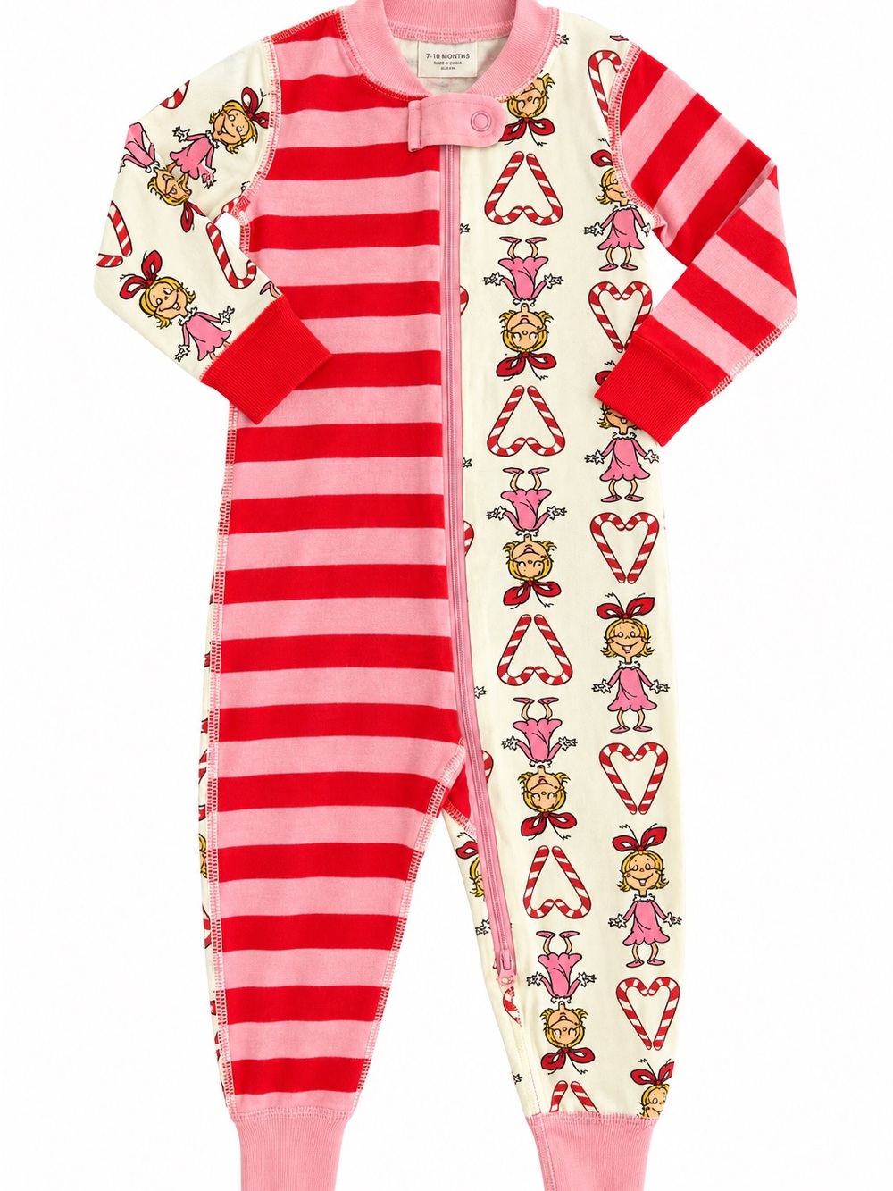Hanna Andersson Grinch Cindy Lou Who Christmas Zip Sleeper 12-18M